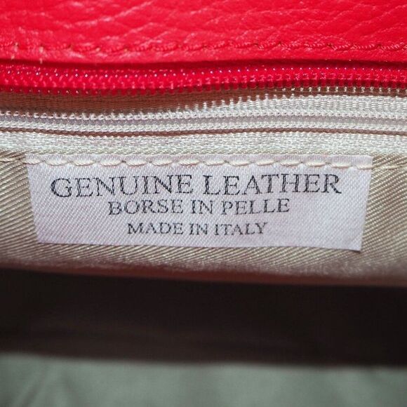 Massimo Castelli Croc Embossed Leather Purse Handbag Red 8.5"x10.5"x4.5" - Picture 8 of 15